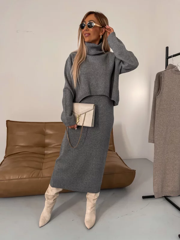 Echoarchiv | Jersey Set Midikleid mit Rollkragen
