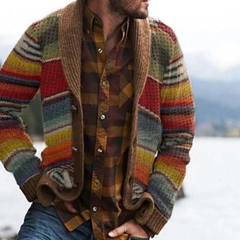 Echoarchiv | Gestreifter Herren Cardigan im Echoarchivrnen Design