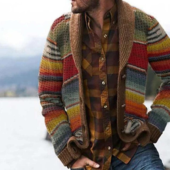 Echoarchiv | Gestreifter Herren Cardigan im Echoarchivrnen Design