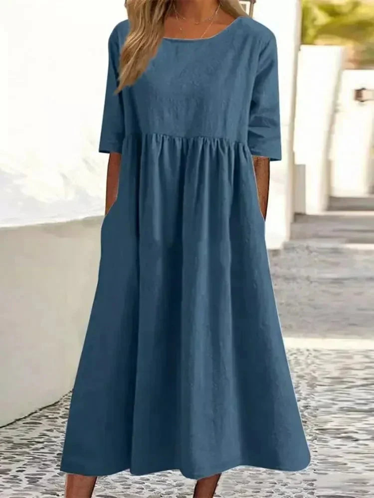 Echoarchiv | Hochwertiges Baumwoll-Leinen-Kleid
