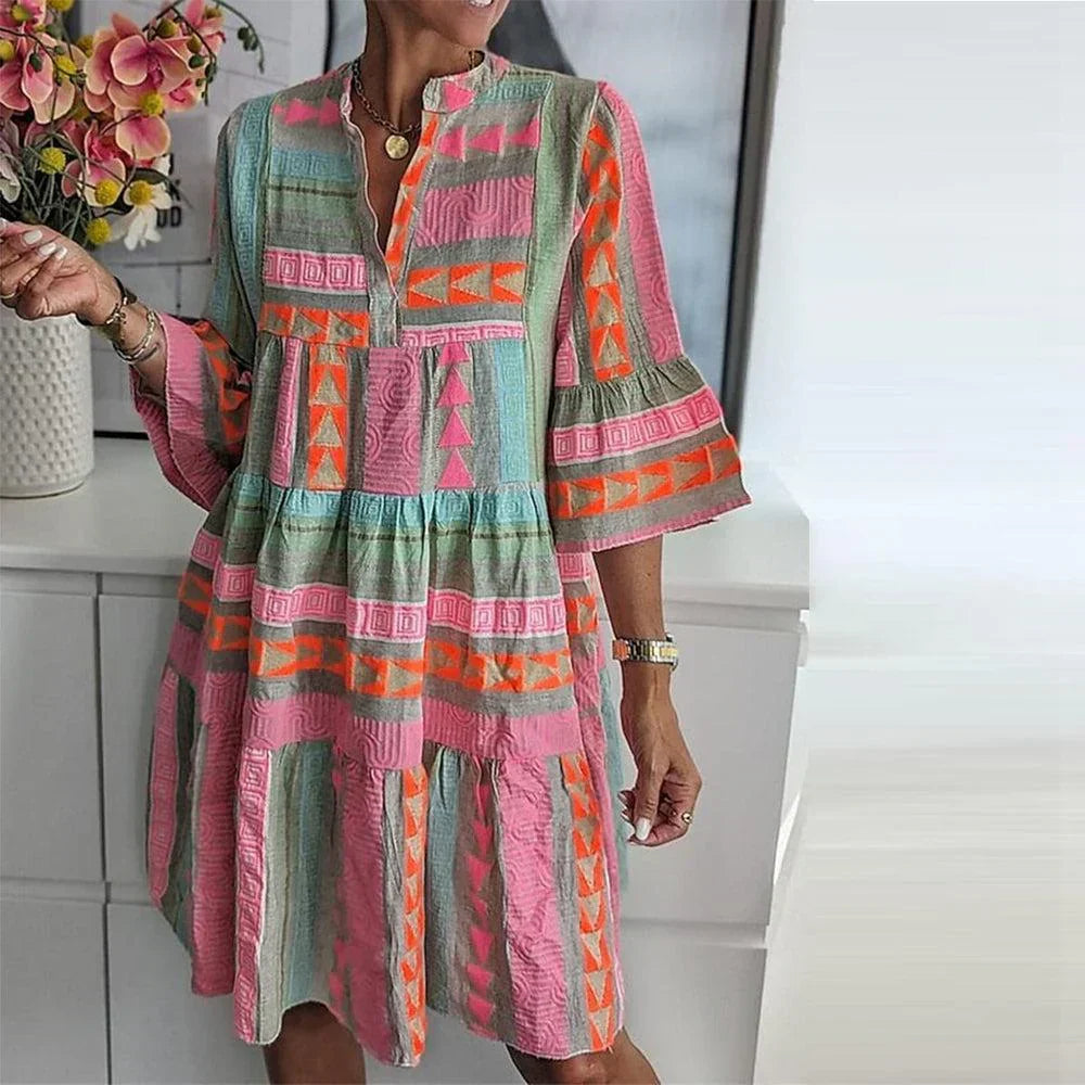 Echoarchiv – frisch bedrucktes minikleid mit 3/4 armeln
