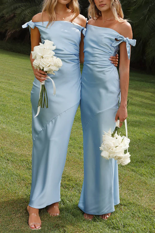 Echoarchiv | Rosiedress Schleife Knoten Off-Shoulder Maxi Partykleid