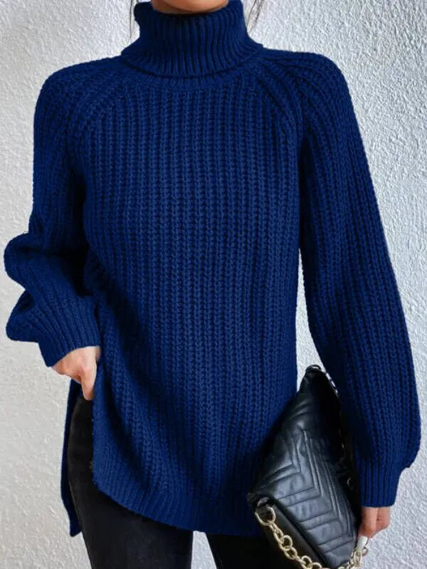 Echoarchiv-rollkragenpullover Mit Raglanärmel Und Geteiltem Saum