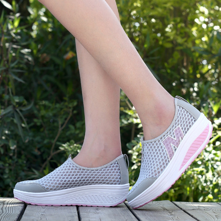 Damen nan leichter Netz-Slipper mit ergonomischer Keilsohle und stoßdämpfender Zwischensohle Echo Archiv