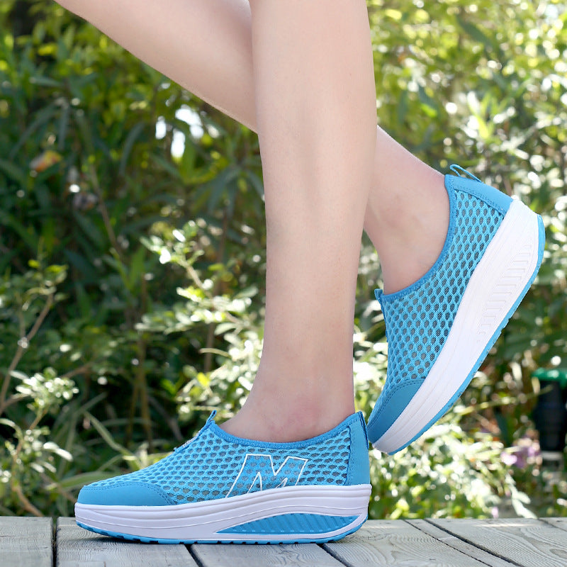 Damen nan leichter Netz-Slipper mit ergonomischer Keilsohle und stoßdämpfender Zwischensohle Echo Archiv