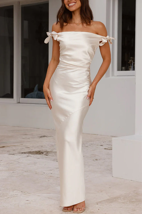 Echoarchiv | Rosiedress Schleife Knoten Off-Shoulder Maxi Partykleid