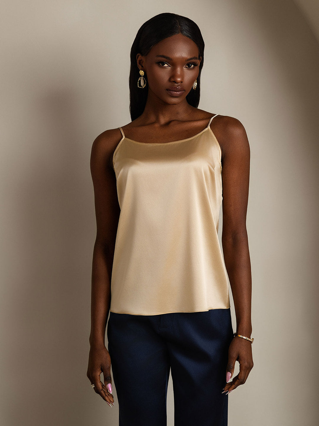 Echoarchiv | Seide Entspannt Spaghettiträger Camisole Top
