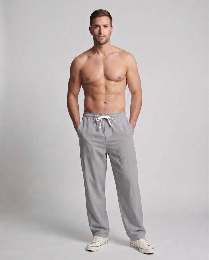 Herren Wide Chino-Hosen im Relaxed Fit mit Saum und Falten Echoarchiv