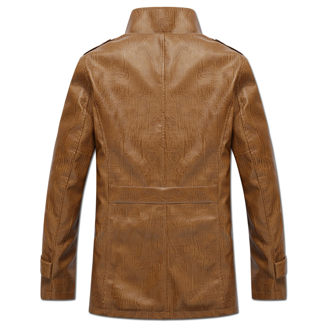 Herren modische Lederjacke mit warmem Fleecefutter Echoarchiv