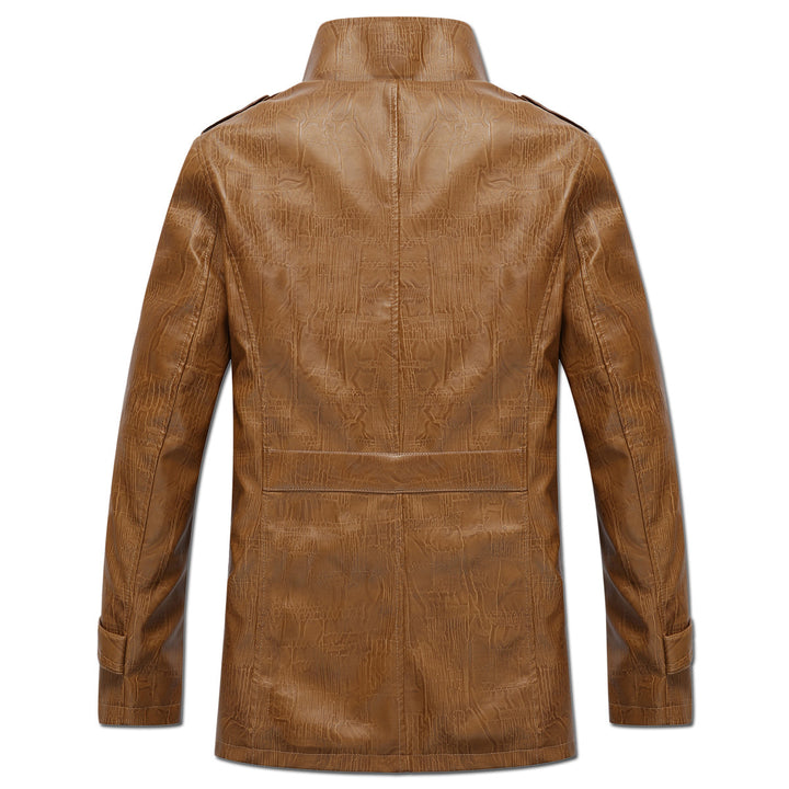 Herren modische Lederjacke mit warmem Fleecefutter Echoarchiv
