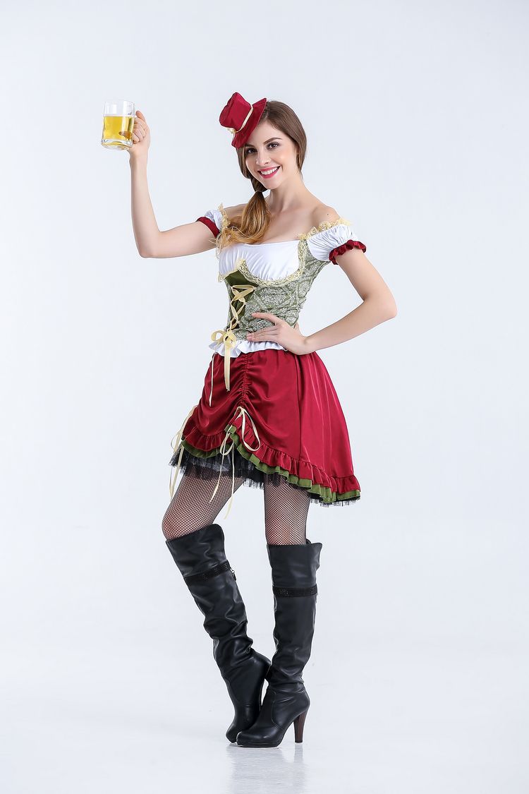 Damen nan authentisches Oktoberfest Madl Kostüm mit Schnürcorsage weiten Trompetenärmeln Echo Archiv