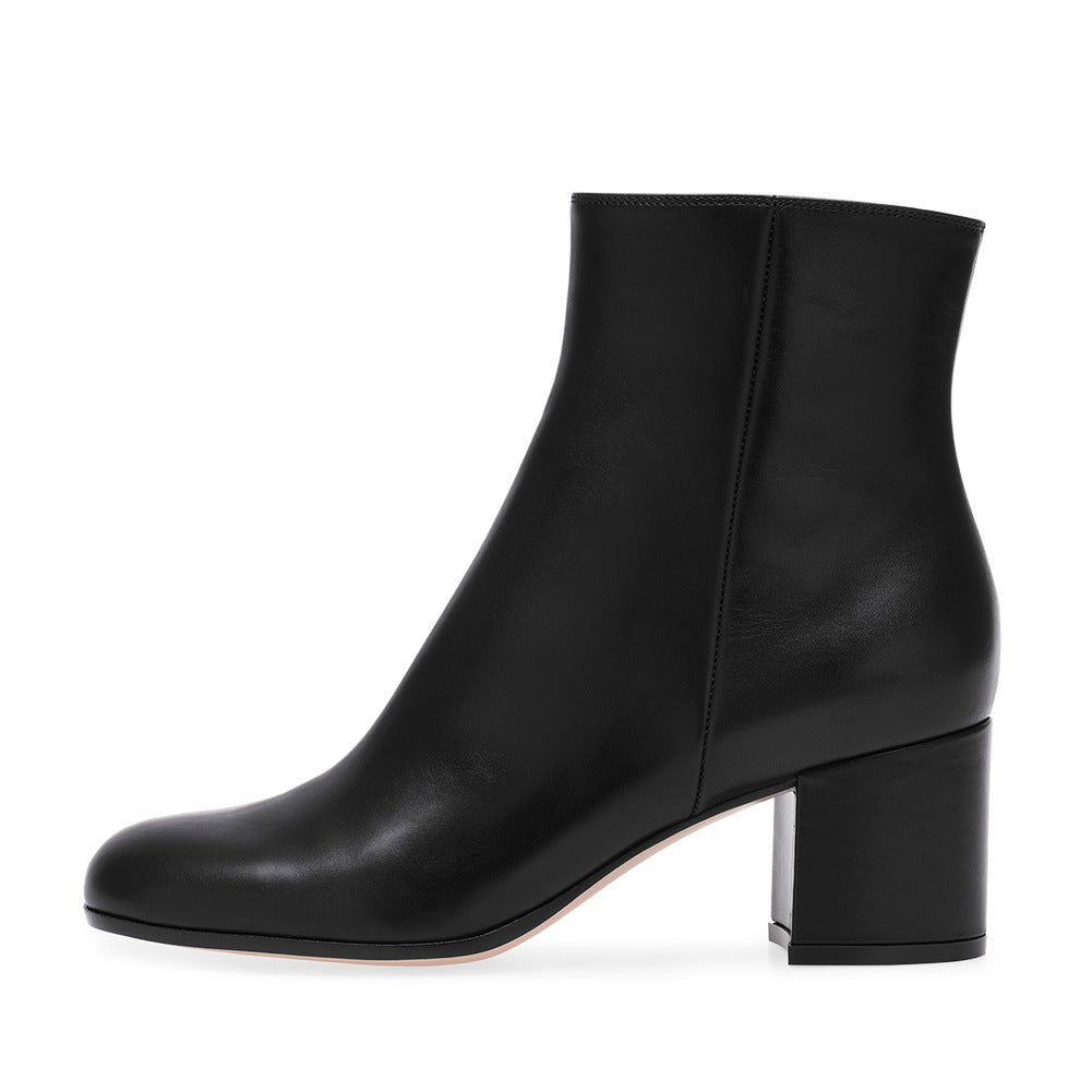 Echoarchiv | Damen Chunky Heel Rund-Toe Mittel-Hügel Stiefel
