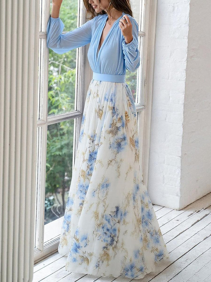 Echoarchiv | Glänzendes Floral Print Maxikleid