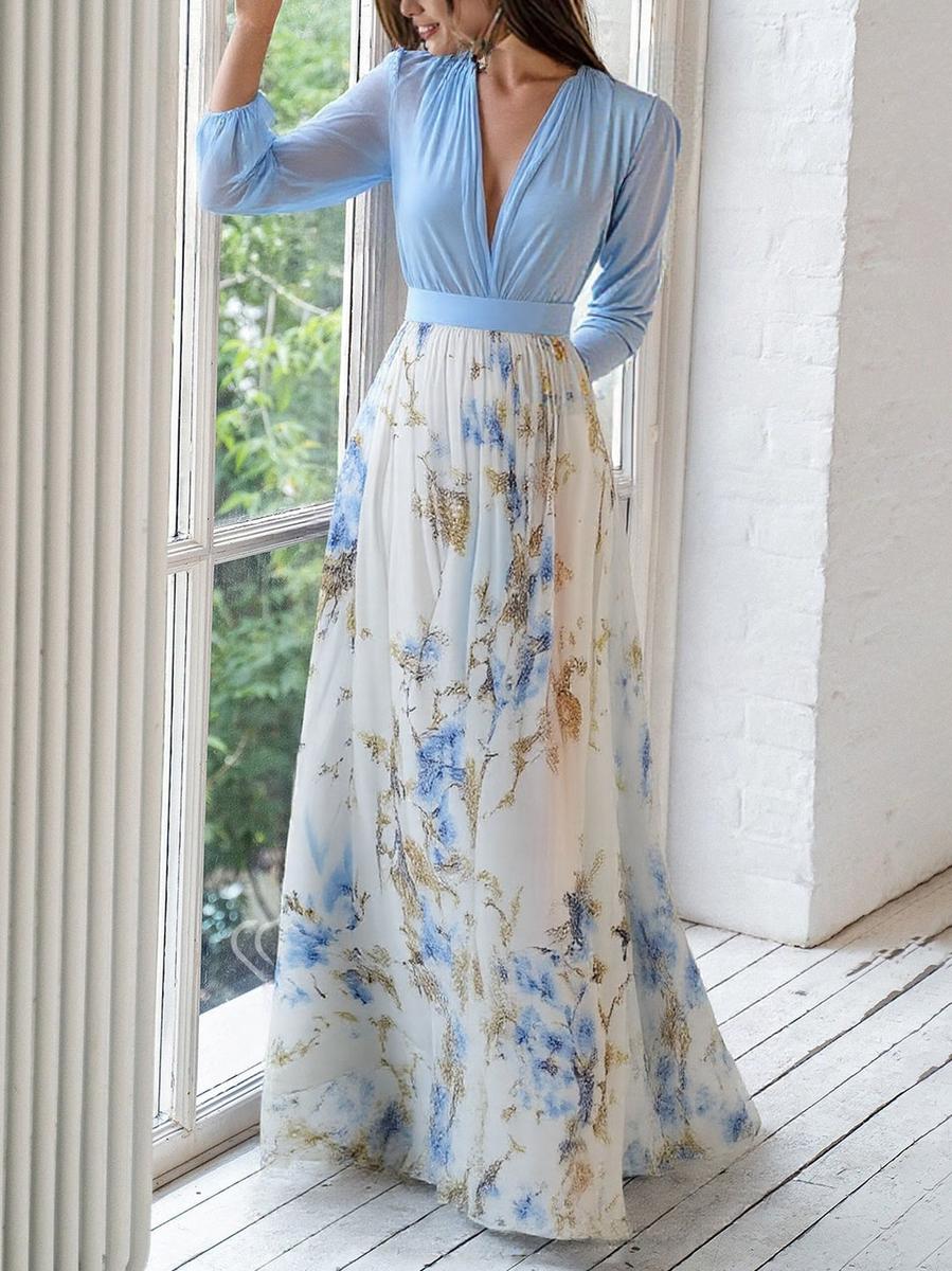 Echoarchiv | Glänzendes Floral Print Maxikleid