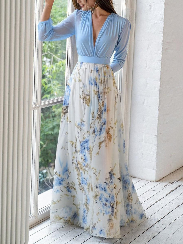 Echoarchiv | Glänzendes Floral Print Maxikleid