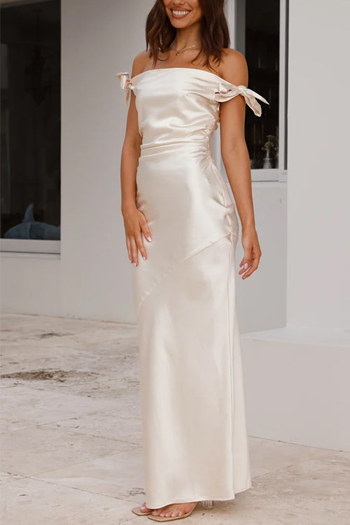 Echoarchiv | Rosiedress Schleife Knoten Off-Shoulder Maxi Partykleid