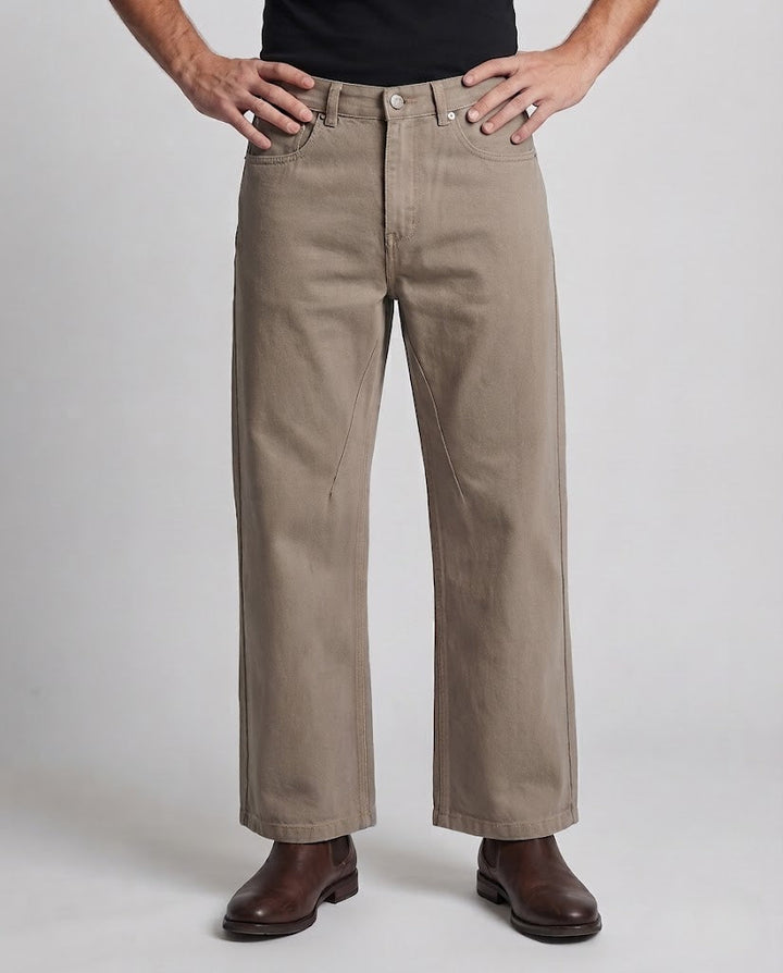 Herren Weite Baumwoll-Twill-Hose mit weitem Bein und geradem Schnitt Echo Archiv