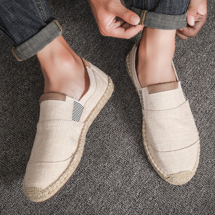 Echoarchiv | Boss Stilvolle Handgemachte Leinwandstrohschuhe Sommer-Chic
