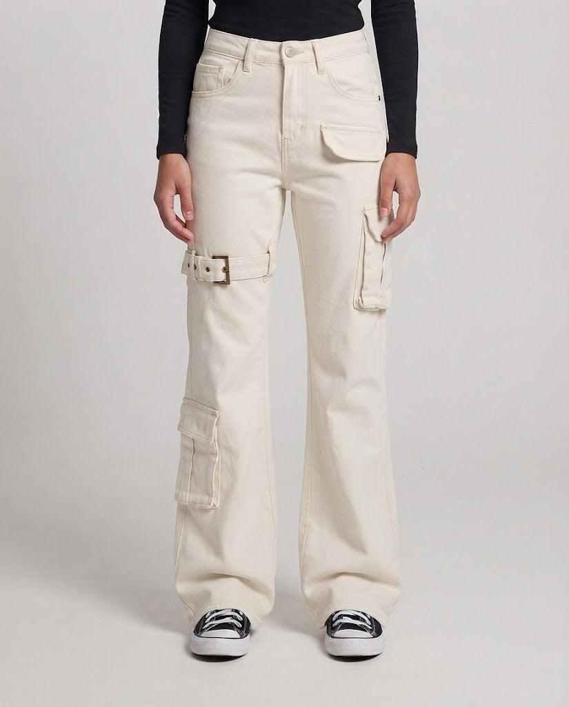 Damen Cargo‑Palazzo‑Hose mit Utility‑Taschen und Beinschnalle Echo Archiv