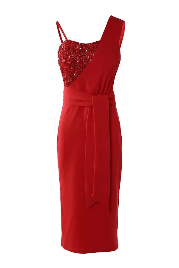 Echoarchiv | Tampa Nights Pailletten Patch Schlitz Partykleid