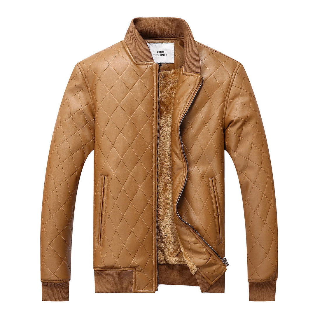 Herren gesteppte Lederjacke mit kuscheligem Innenfutter Echoarchiv