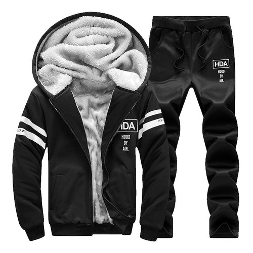 Herren Fleece-Sportanzug mit Kapuze und elastischem Bund Echoarchiv