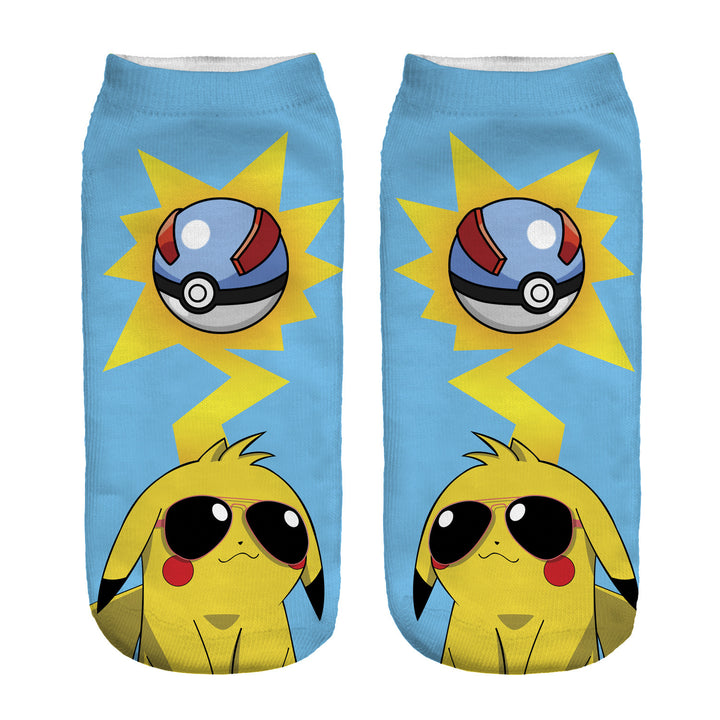 Unisex Niedrige Ankle-Socken mit Cartoon-Monster-Gesicht und weichem Baumwollmix – Norré