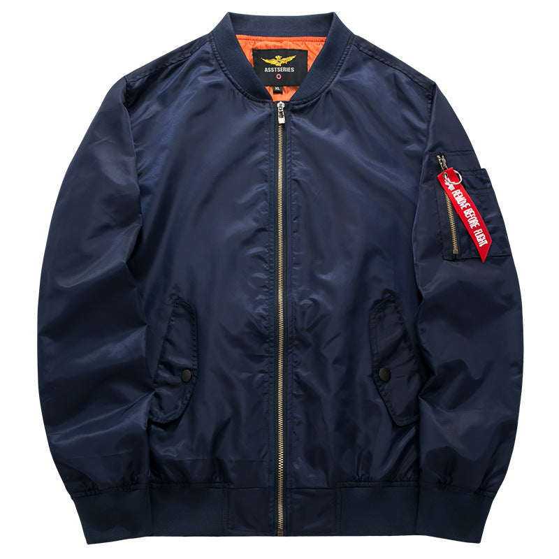 Men's streamlined commuter bomber jacket with water-resistant nylon shell and sleeve pen pocket – Brevano