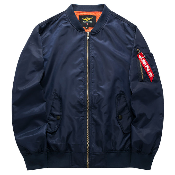 Men's streamlined commuter bomber jacket with water-resistant nylon shell and sleeve pen pocket – Brevano