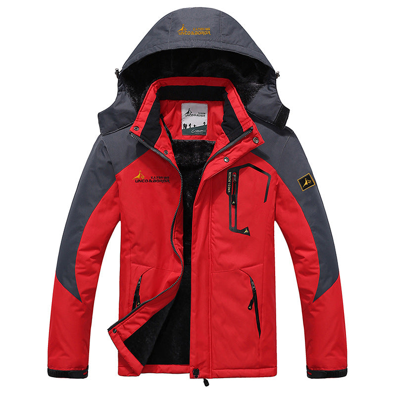 Herren dreilagige Thermo‑Trekkingjacke mit abnehmbarer Kapuze und hochflorigem Fleecefutter Echo Archiv