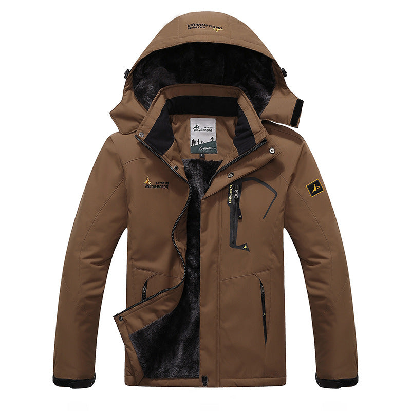 Herren dreilagige Thermo‑Trekkingjacke mit abnehmbarer Kapuze und hochflorigem Fleecefutter Echo Archiv