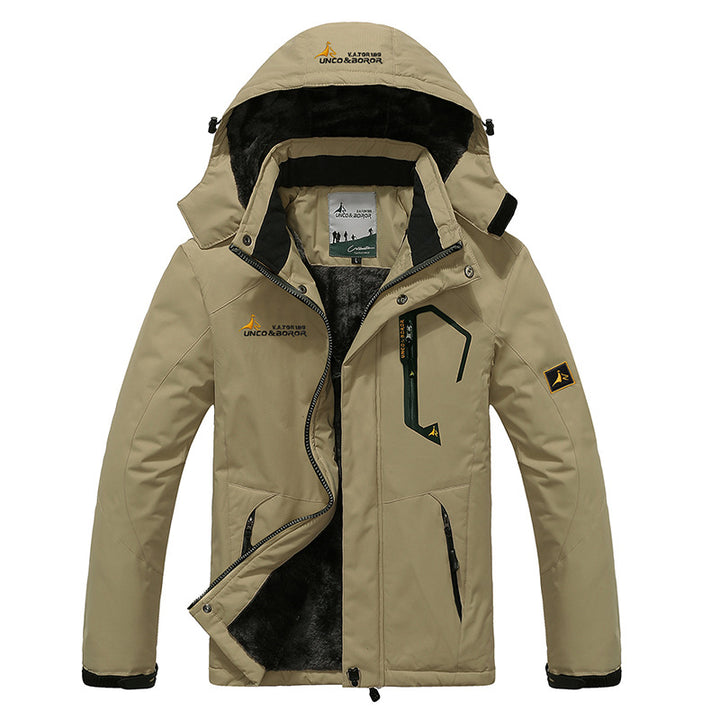 Herren dreilagige Thermo‑Trekkingjacke mit abnehmbarer Kapuze und hochflorigem Fleecefutter Echo Archiv