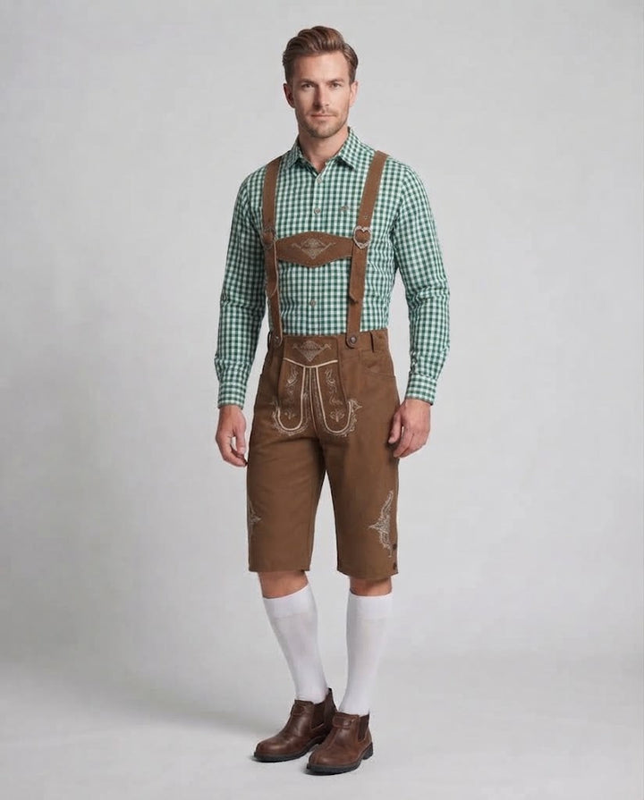 Herren traditionelle Lederhosen mit aufwendiger Stickerei Echo Archiv