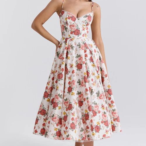 Echoarchiv | Midi Kleid mit Blumenkorsatzt für Damen