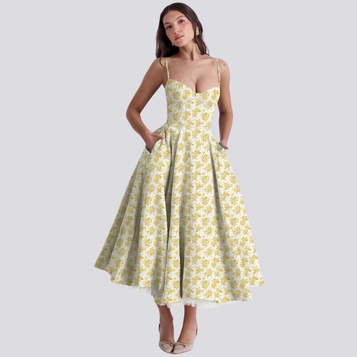 Echoarchiv | Midi-Kleid mit Blumenkorsett für Damen