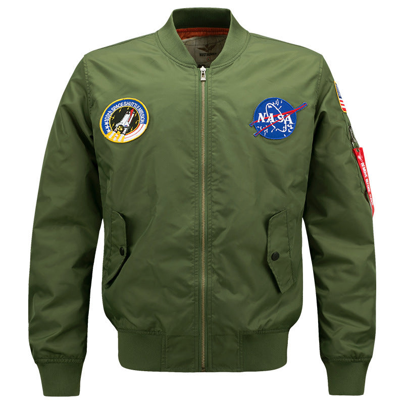 Herren  Flugstil gestickte Patch Bomberjacke mit Stifttasche am Ärmels Echo Archiv