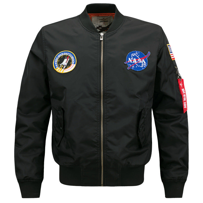 Herren  Flugstil gestickte Patch Bomberjacke mit Stifttasche am Ärmels Echo Archiv