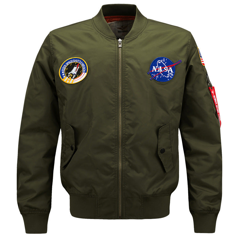 Herren  Flugstil gestickte Patch Bomberjacke mit Stifttasche am Ärmels Echo Archiv