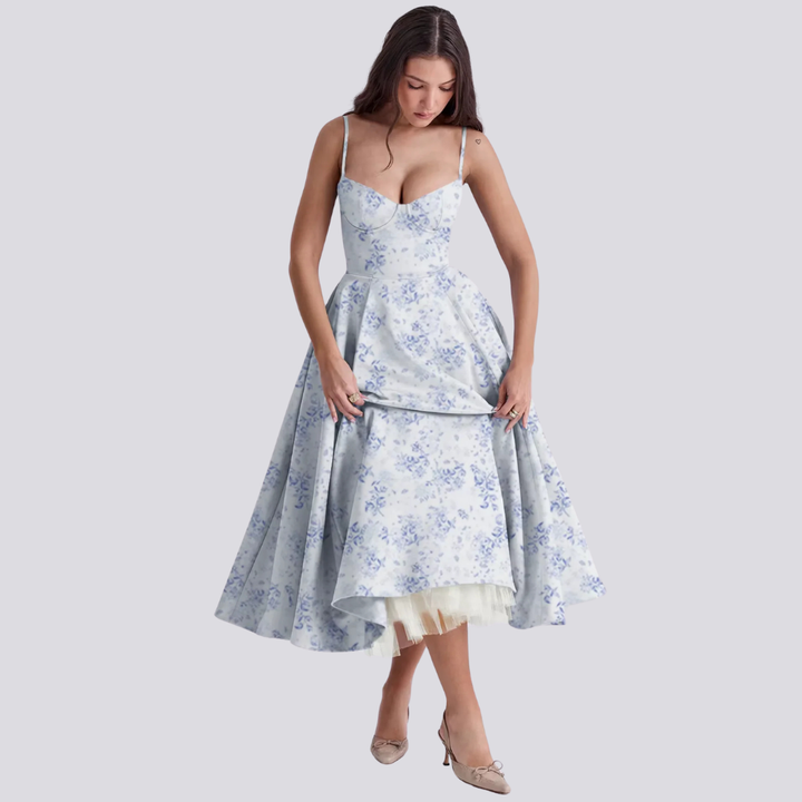 Echoarchiv | Midi-Kleid mit Blumenkorsett für Damen