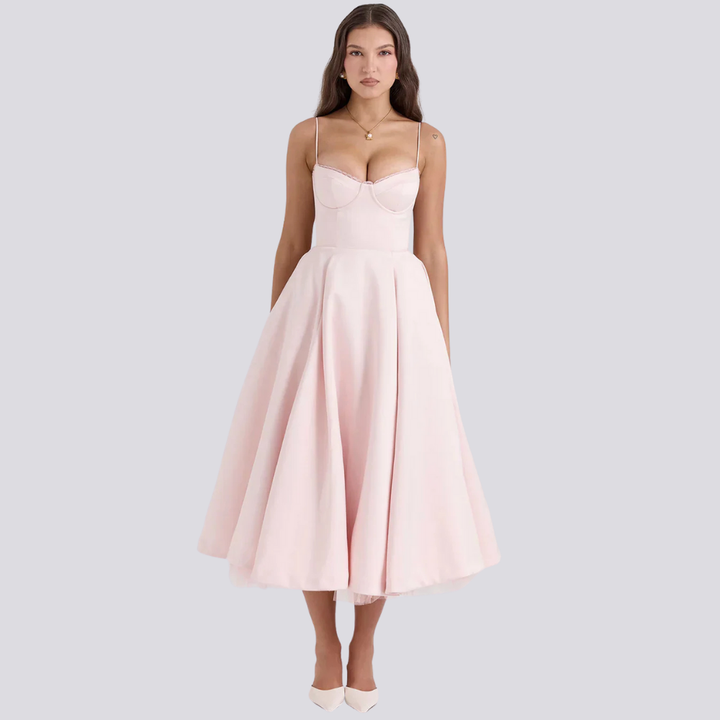 Echoarchiv | Midi-Kleid mit Blumenkorsett für Damen