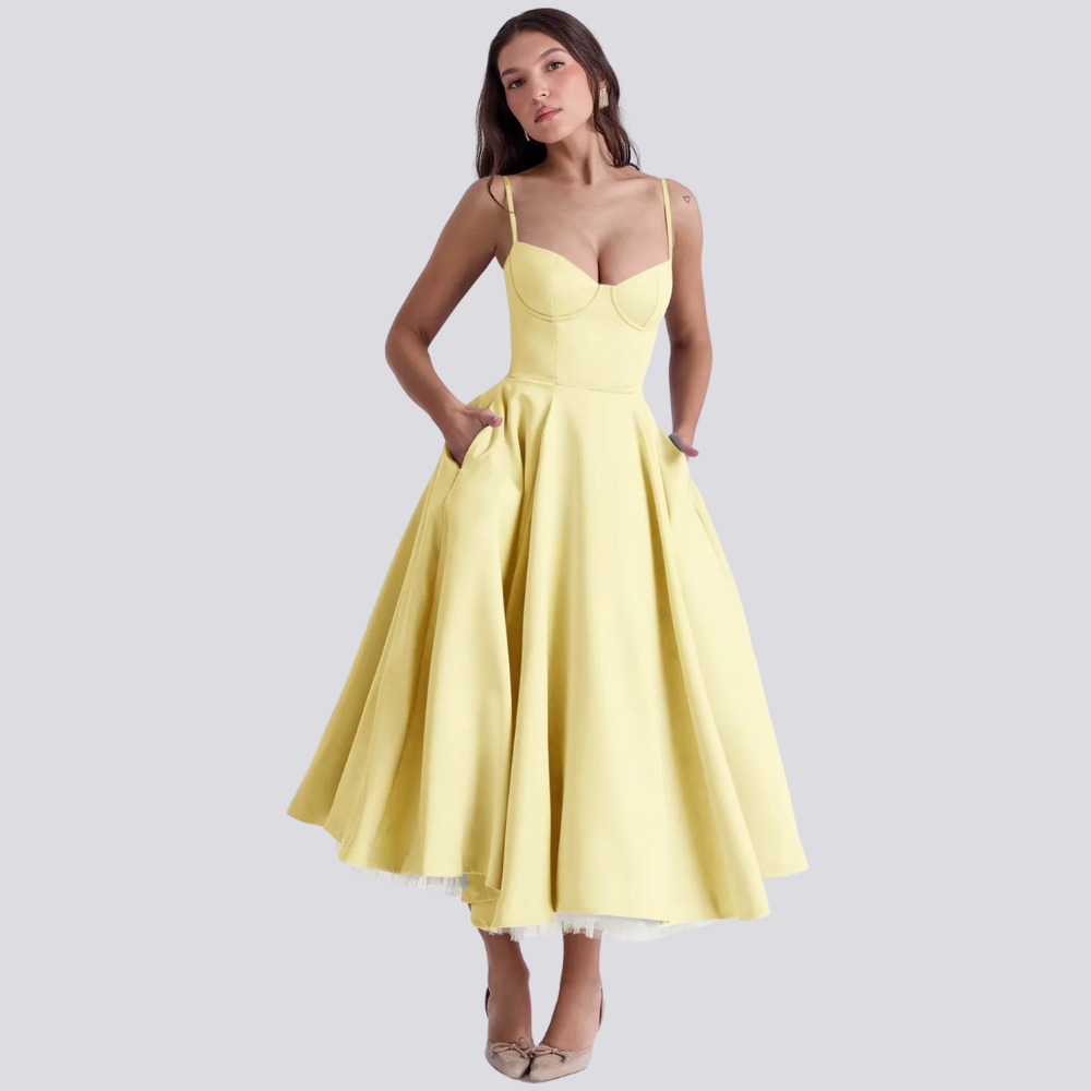 Echoarchiv | Midi-Kleid mit Blumenkorsett für Damen