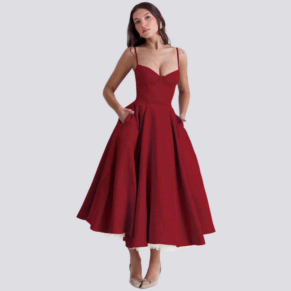 Echoarchiv | Midi-Kleid mit Blumenkorsett für Damen