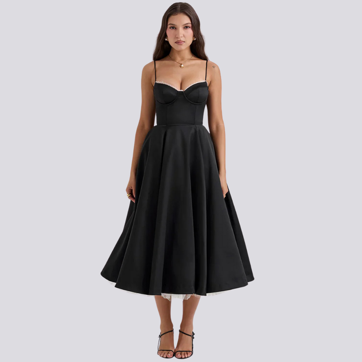 Echoarchiv | Midi-Kleid mit Blumenkorsett für Damen
