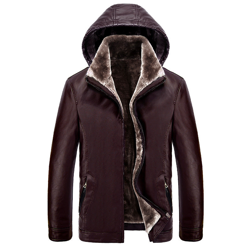 Herren urbane Kunstlederjacke mit Kapuze und wärmendem Innenfutter Echoarchiv