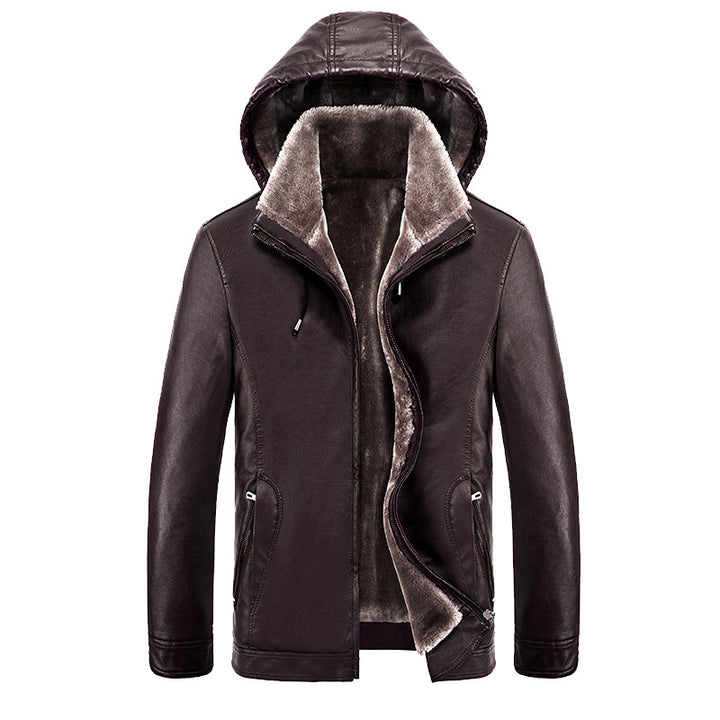 Herren urbane Kunstlederjacke mit Kapuze und wärmendem Innenfutter Echoarchiv