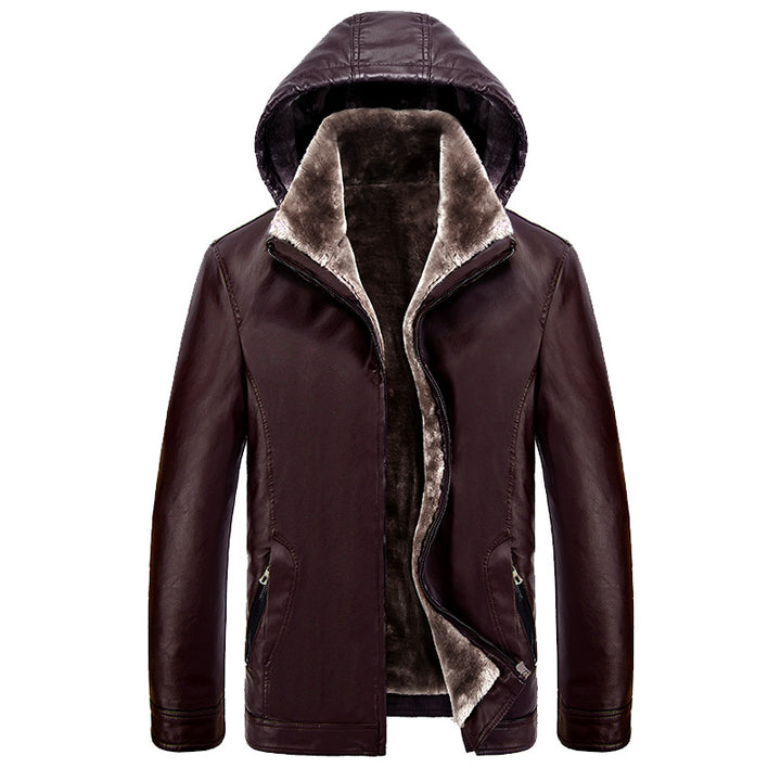 Herren urbane Kunstlederjacke mit Kapuze und wärmendem Innenfutter Echoarchiv
