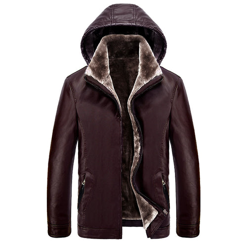 Herren urbane Kunstlederjacke mit Kapuze und wärmendem Innenfutter Echoarchiv