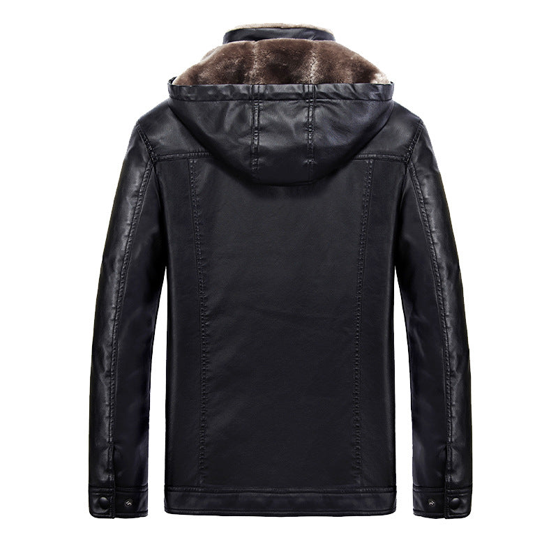 Herren urbane Kunstlederjacke mit Kapuze und wärmendem Innenfutter Echoarchiv