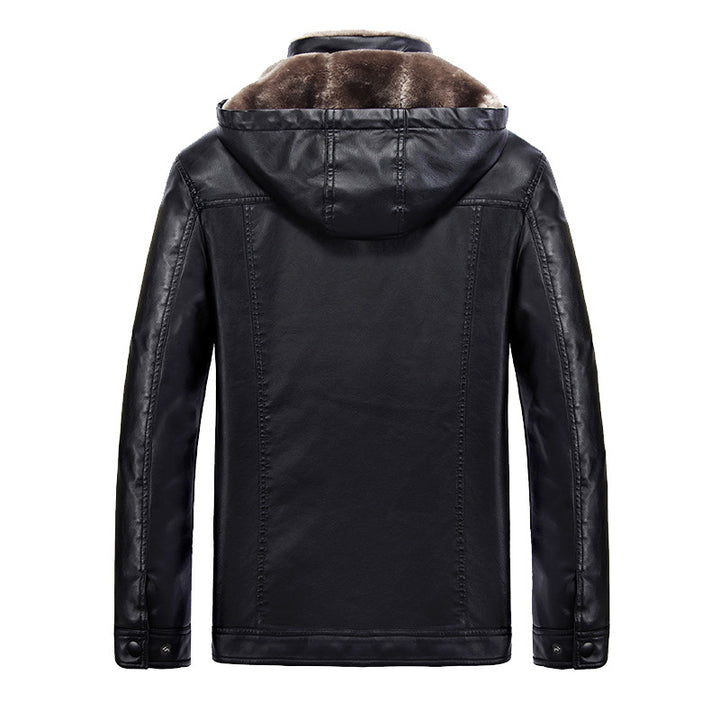 Herren urbane Kunstlederjacke mit Kapuze und wärmendem Innenfutter Echoarchiv