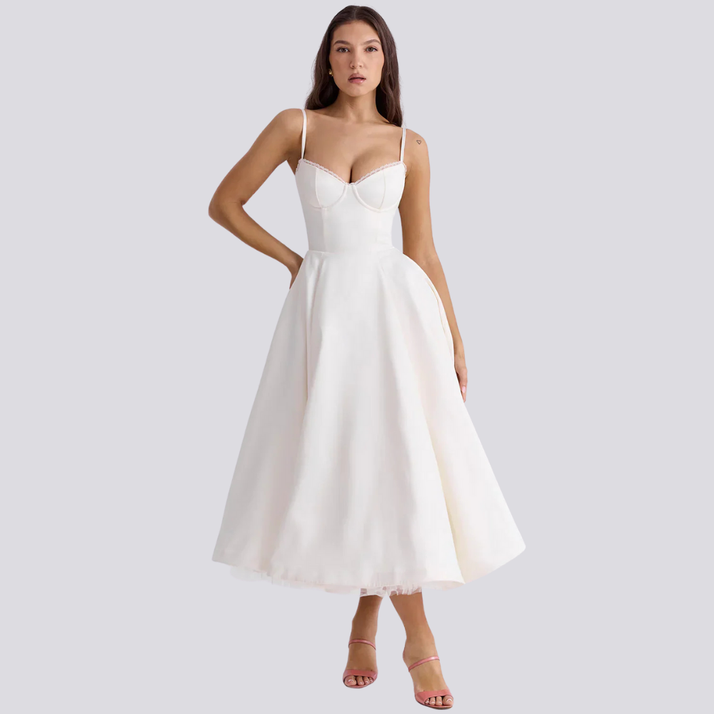Echoarchiv | Midi-Kleid mit Blumenkorsett für Damen